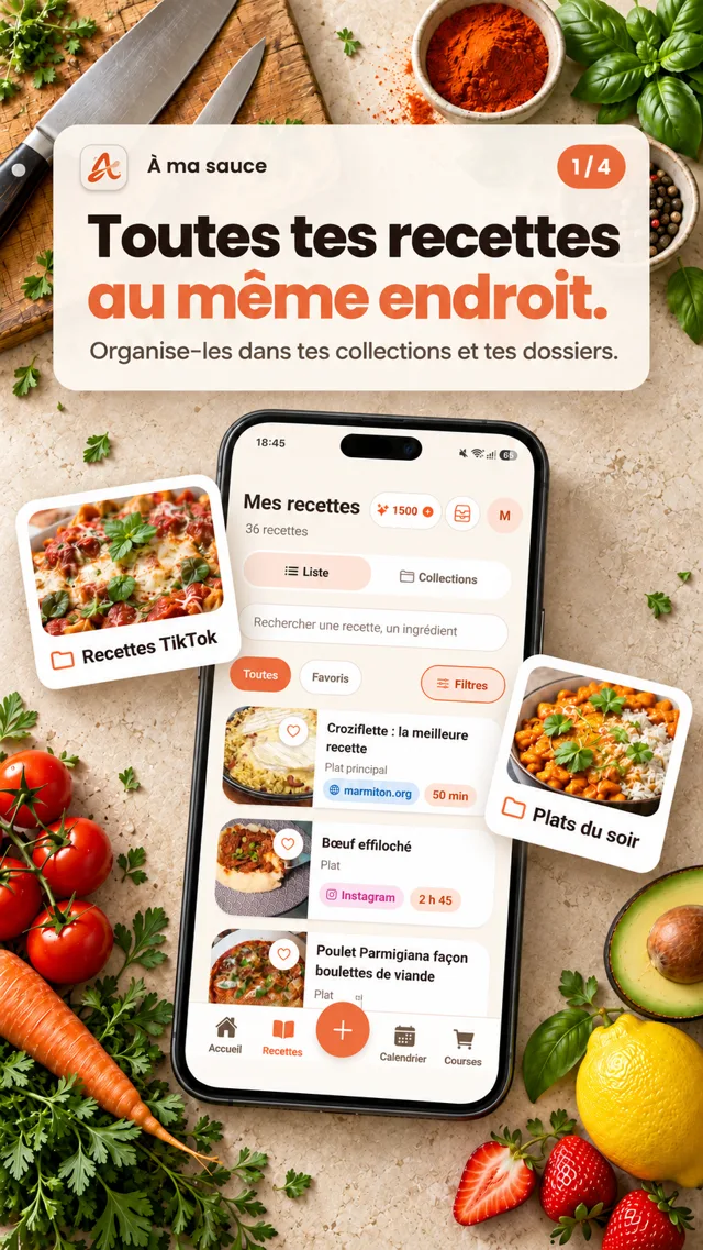 Toutes tes recettes au même endroit : collections, favoris et recettes importées